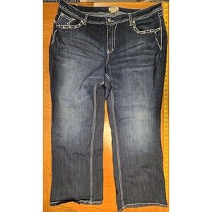 Earl Jeans Dark Blue Denim Rhinestones Plus Size 22W Jeans